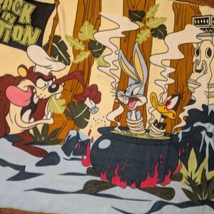 Rare Vintage Looney Tunes Back In Action Blanket Throw Bugs Bunny Daffy Duck Taz